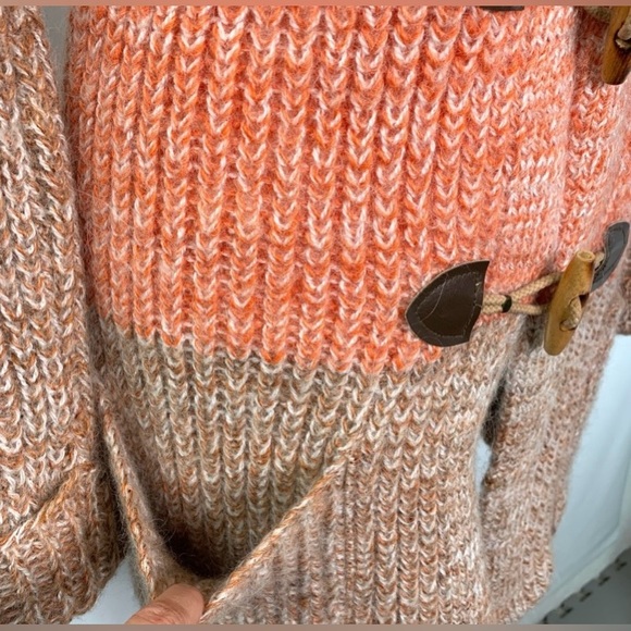 Vtg 70s Fall Evenings π Gorgeous Vintage Chunky Knit Toggle Button Cardigan - Picture 8 of 9